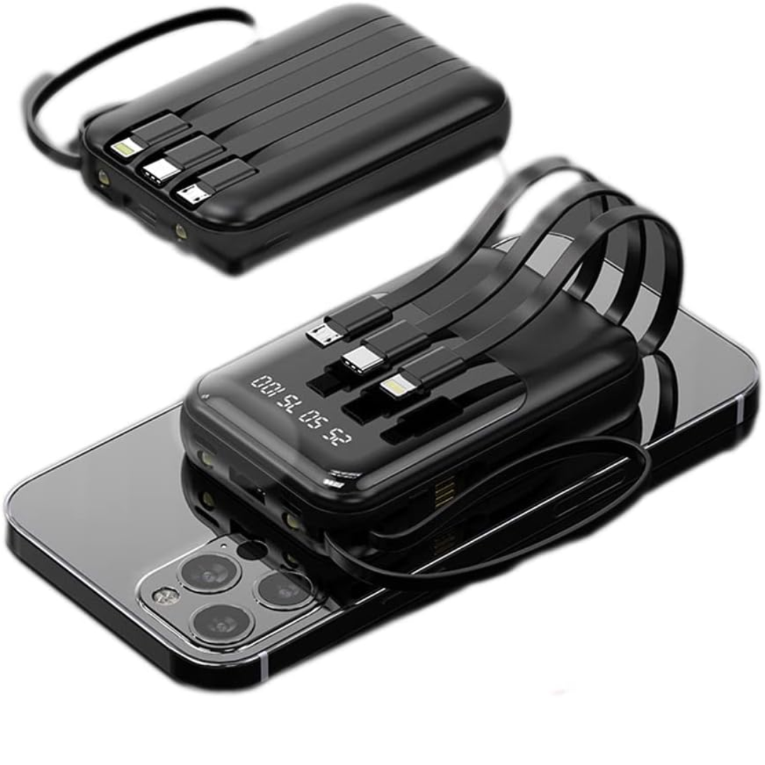 Power Bank Portátil 10.000 mAh | Cables Integrados