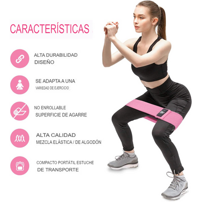 Set de 3 Bandas Elásticas Fitness | Entrenamiento de Fuerza y Tonificación