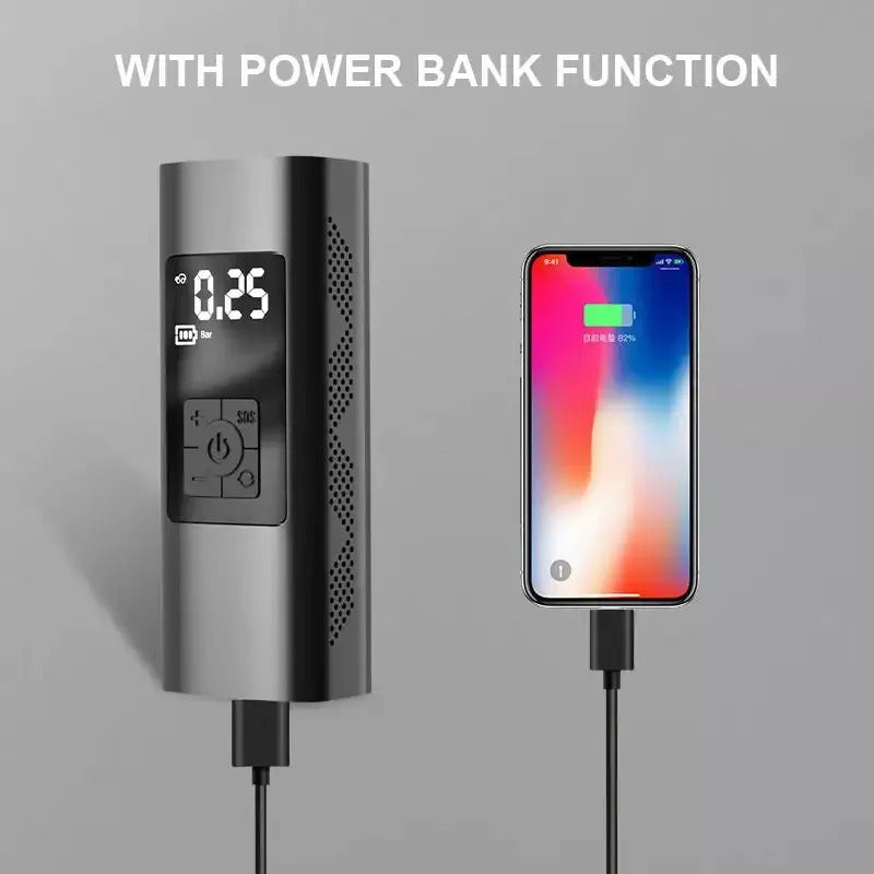 Compresor de Aire Portátil Inalámbrico 150 PSI | Inflado Automático con Pantalla Digital