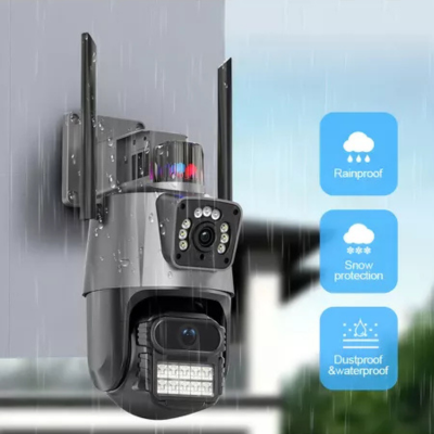 Cámara de Seguridad WiFi Doble Lente 3MP | Visión Nocturna, Alarma y Control Remoto