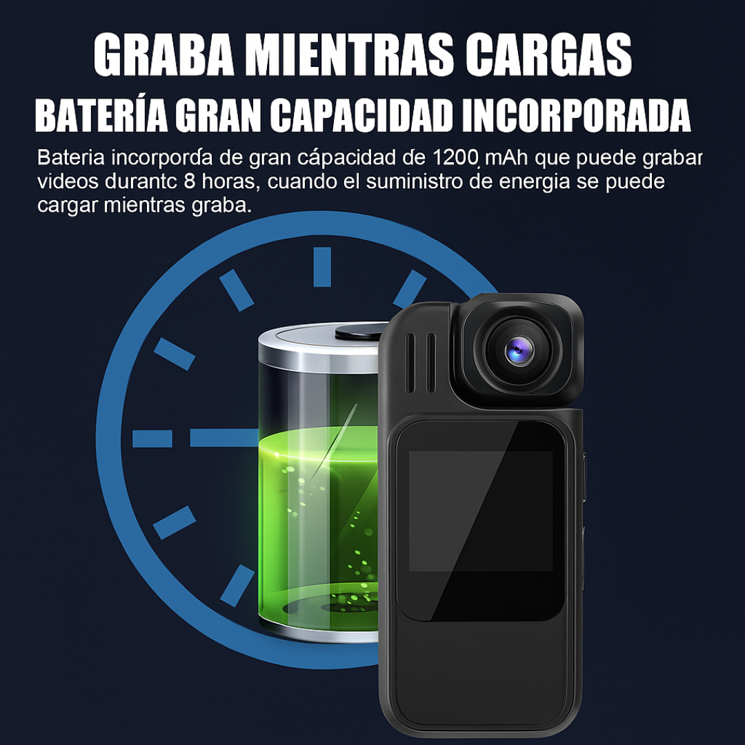 Mini Cámara Corporal HD con Clip | Video, Audio y Detección de Movimiento