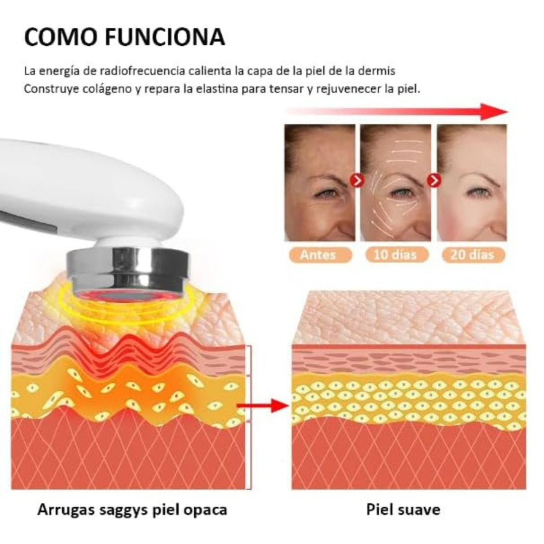 Masajeador Facial Eléctrico EMS con Radiofrecuencia y Fototerapia LED