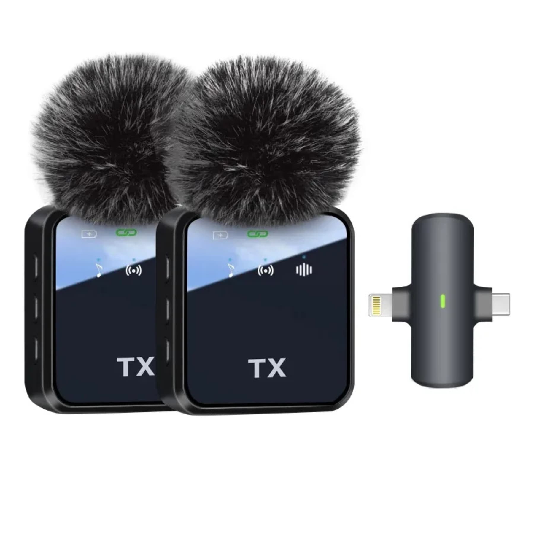 Micrófono inalámbrico dual de solapa para iPhone y Android