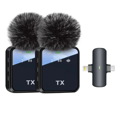 Micrófono inalámbrico dual de solapa para iPhone y Android