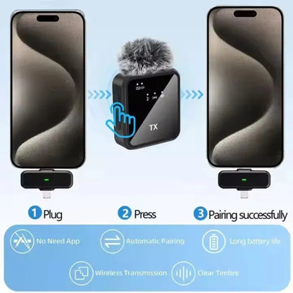 Micrófono Inalámbrico Dual de Solapa para iPhone y Android | Tipo C + Lightning