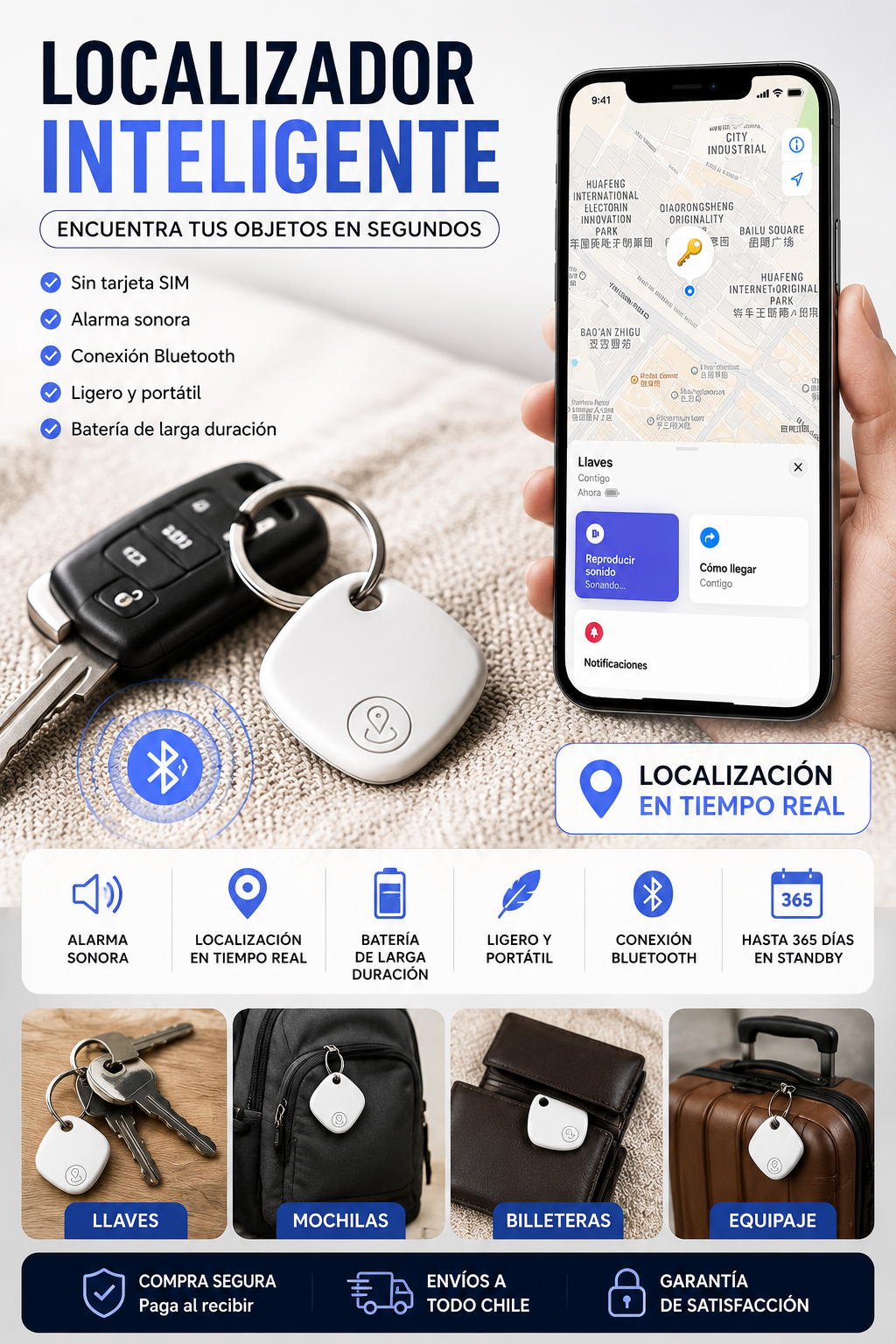 Localizador Inteligente Find My para iPhone | Rastreador de Objetos