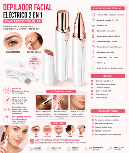 BeautyTrim Pro™ | Depiladora Facial y de Cejas 2 en 1