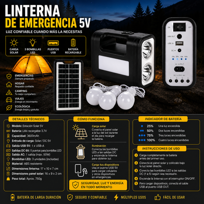 Linterna de Emergencia (Carga Solar)