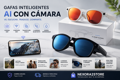 VisionAI Smart Glasses™ | Gafas Inteligentes con Cámara, Traducción IA y Bluetooth
