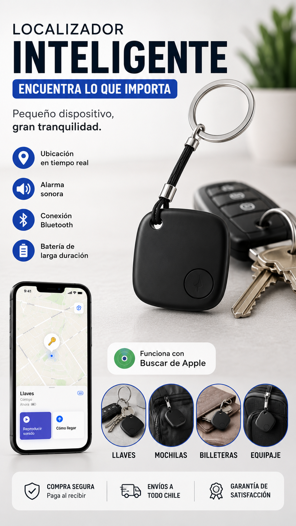 Localizador Inteligente Find My para iPhone | Rastreador de Objetos