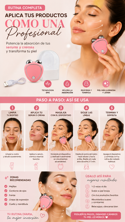 Masajeador Facial Inteligente EMS para Rostro y Cuello