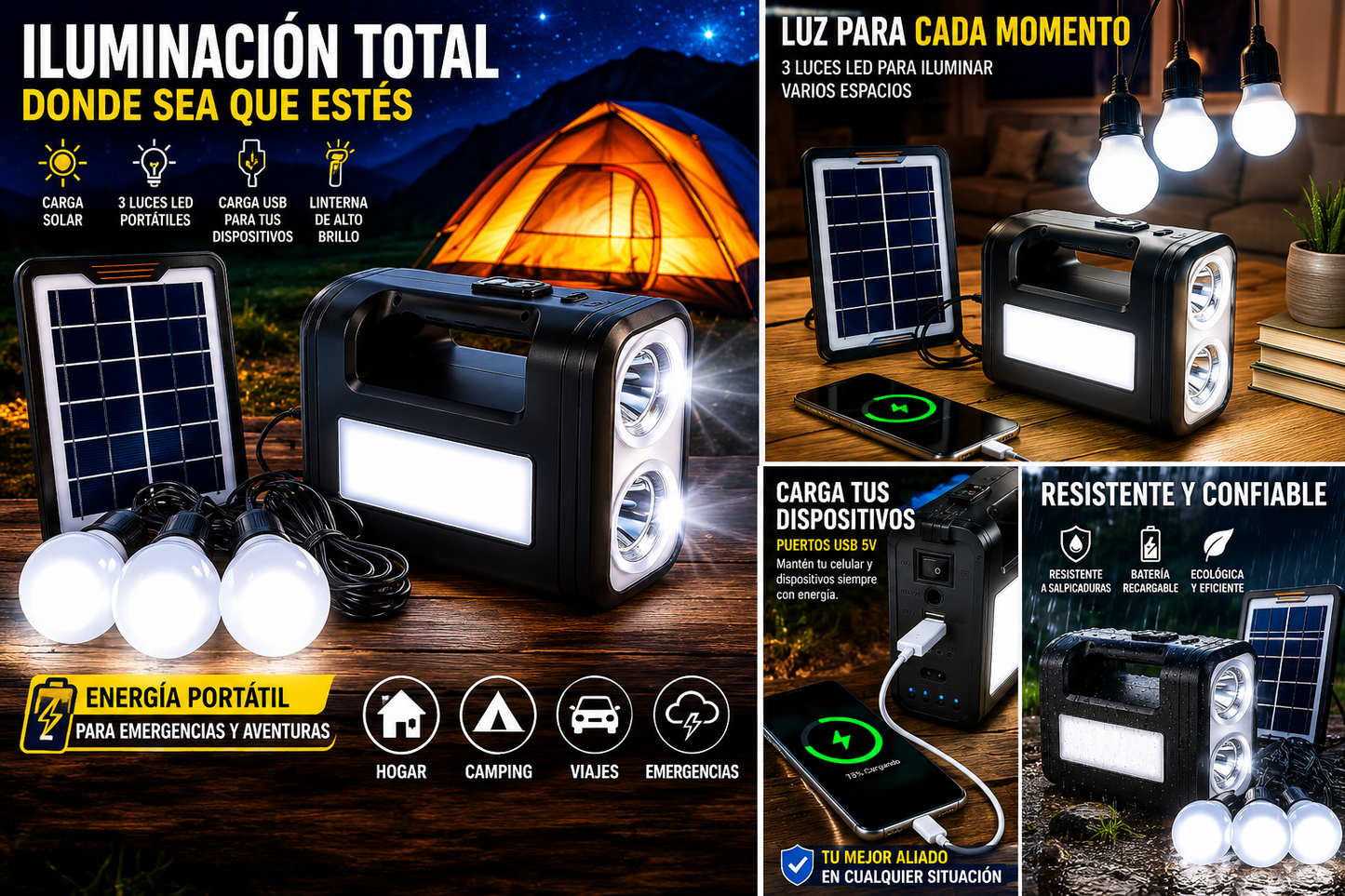 Linterna de Emergencia (Carga Solar)