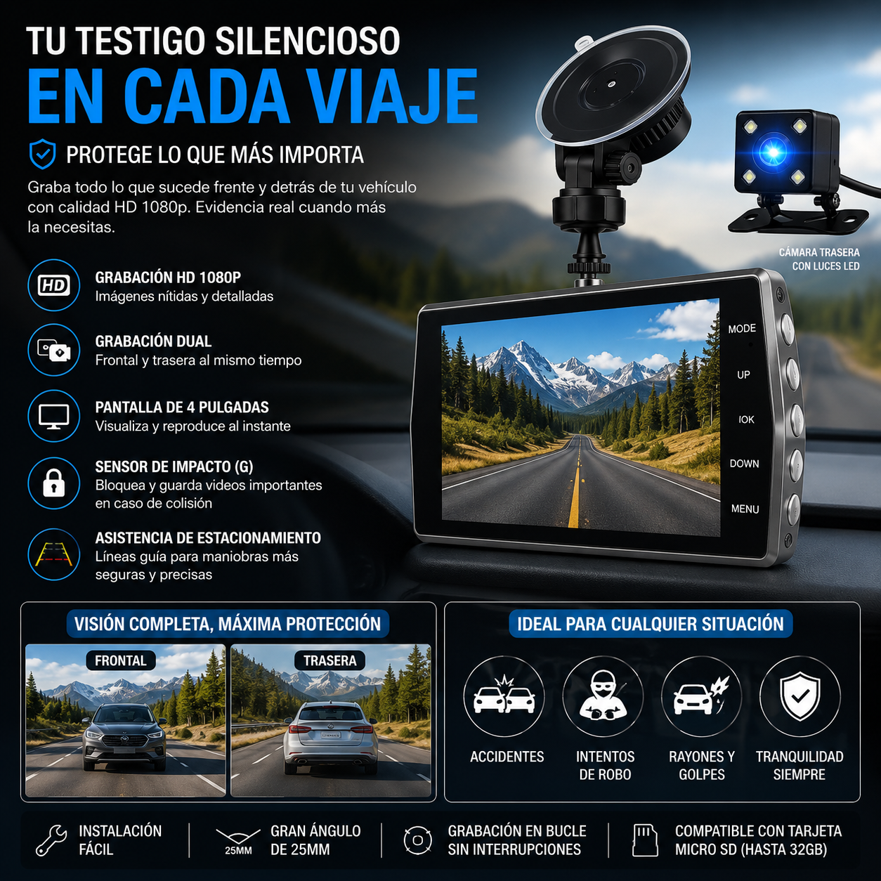 Cámara de Tablero HD 1080p