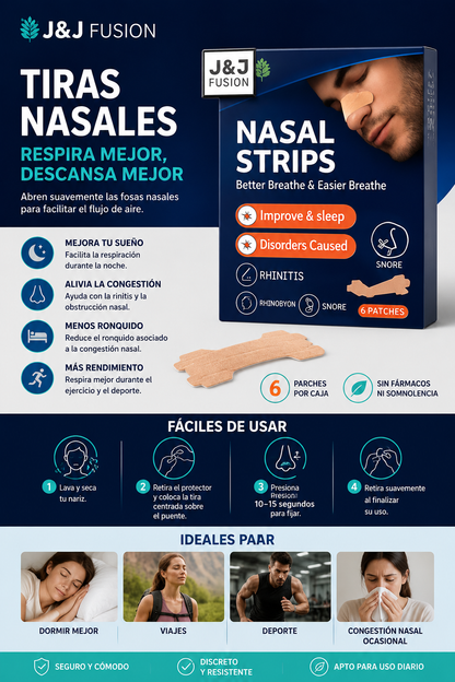 Tiras Nasales Adhesivas | Respira Mejor y Descansa Mejor (6 Unidades)