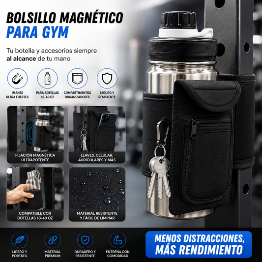 Bolsillo Magnético para Gym | Organizador para Botella, Celular y Accesorios
