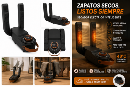 Secador Eléctrico para Zapatos con Luz UV | Plegable con Temporizador Ajustable