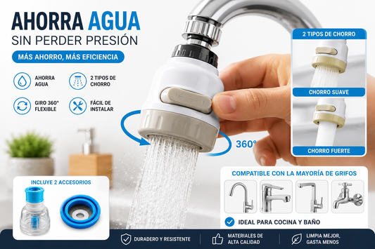 Adaptador Multifuncional para Grifo 360° | Ahorra Agua e Incluye 2 Adaptadores